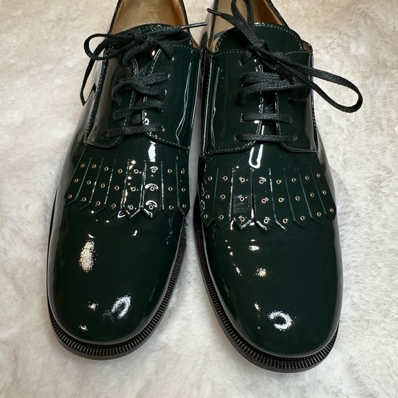 Salvatore Ferragamo Shoes - Salvatore Ferragamo Dark Green Patent Leather Oxfords